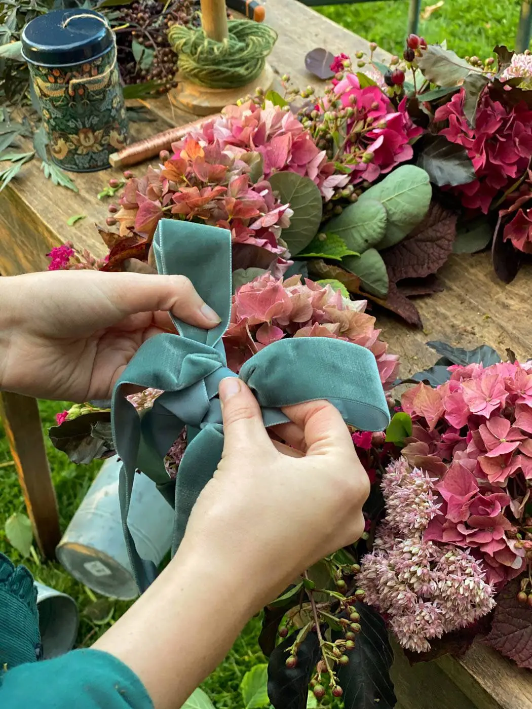 couronne automne hortensias tutoriel autumn fall wreath tutorial hydrangeas-39